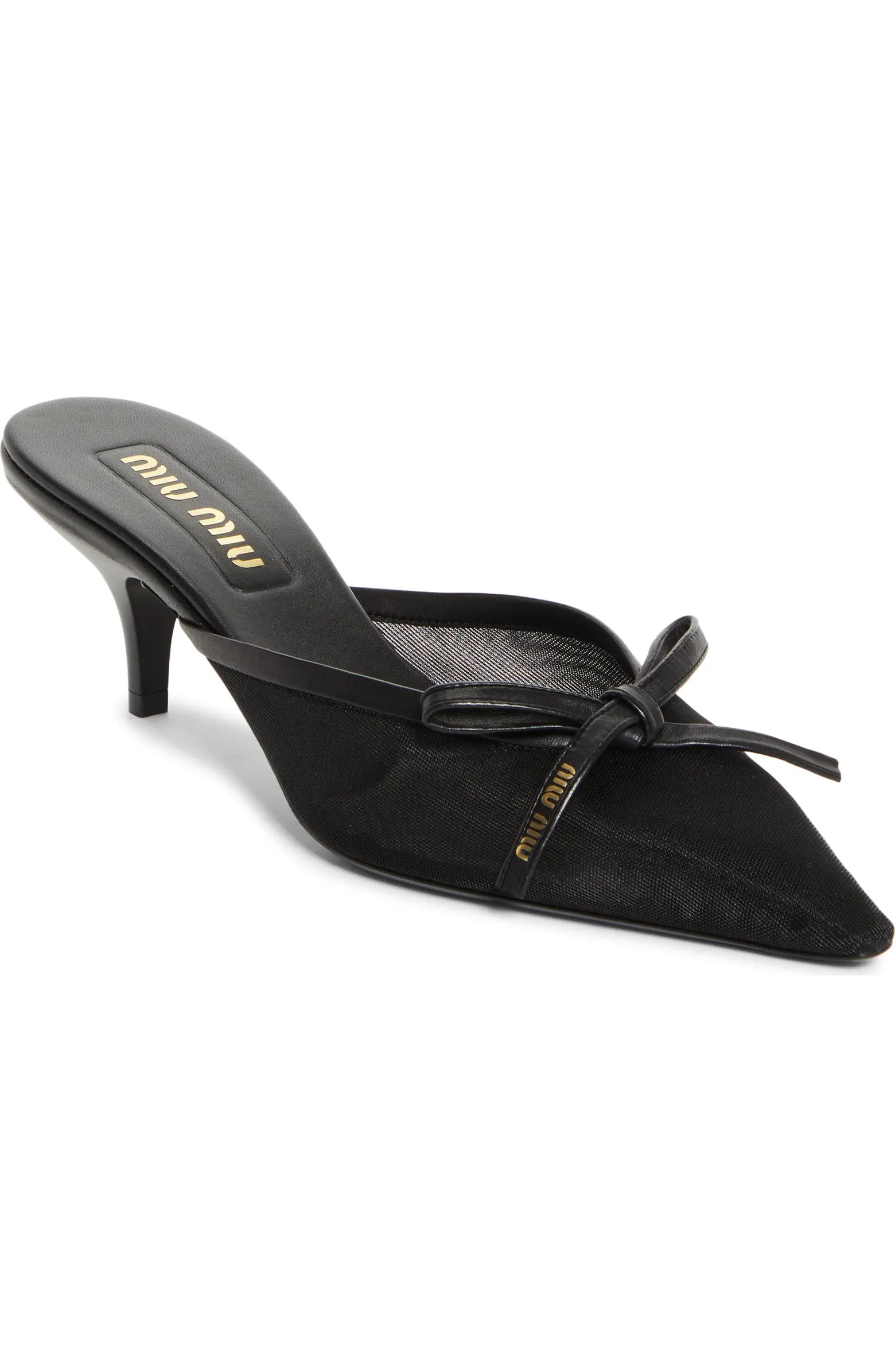Bow Mesh Kitten Heel Mule (Women) | Nordstrom