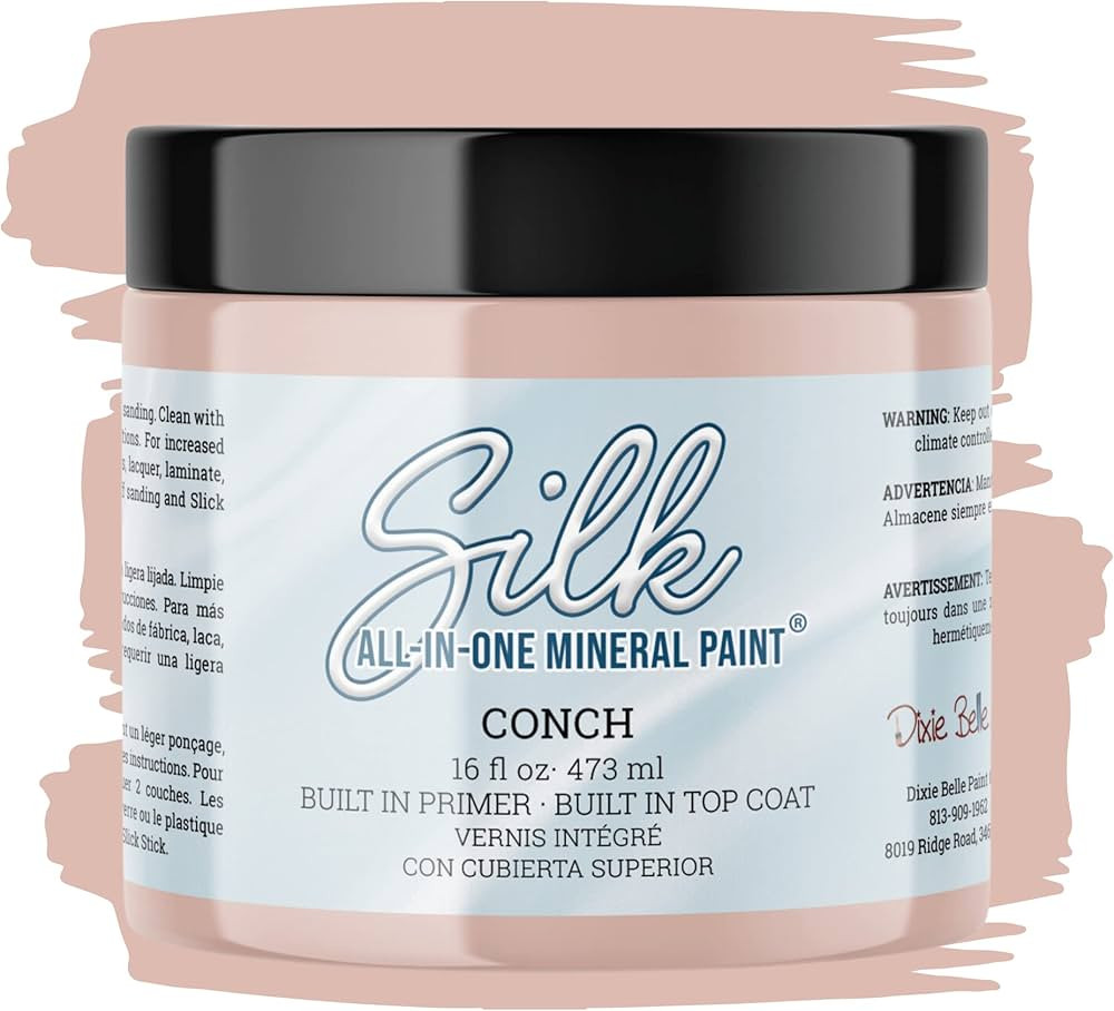 All-in-One Mineral Paint | Dixie Belle Silk | Conch (16oz) | Pretty Pink All-in-One Water Based P... | Amazon (US)