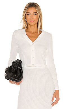 Enza Costa Sweater Rib Cropped Cardigan in Winter White from Revolve.com | Revolve Clothing (Global)