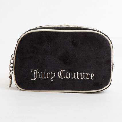 Black Velour Cosmetic Bag | TK Maxx
