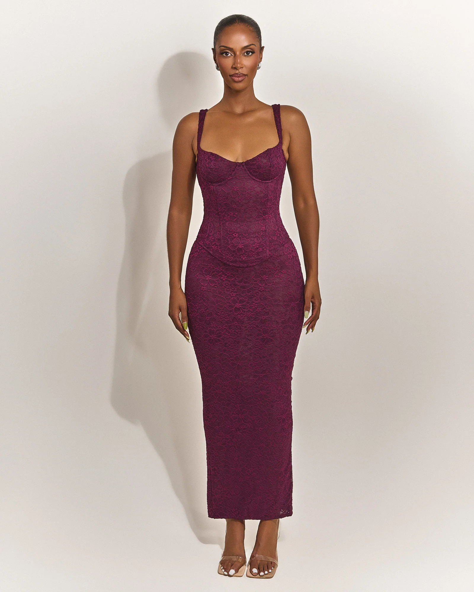 The Cinched Lace Maxi Skirt in Plum | Mars The Label