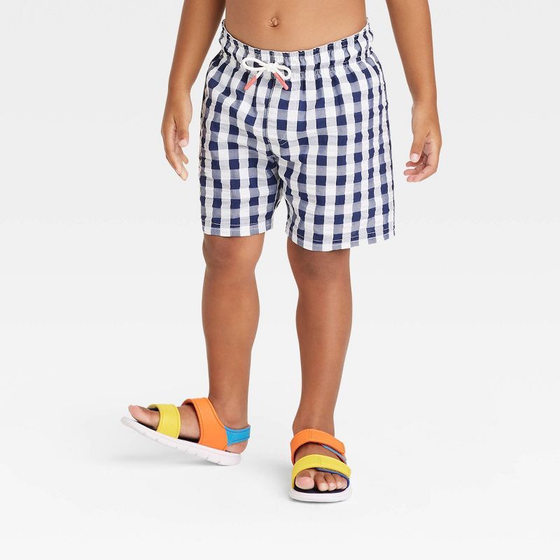 Toddler Boys' Gingham Checkered Swim Shorts - Cat & Jack™ Blue | Target