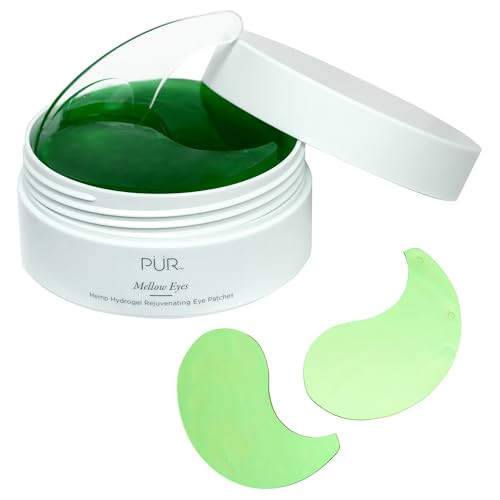 Hydrogel Rejuvenating Under Eye Patches, Mellow Eyes by PUR Beauty - Hydrates, Plumps & Brightens Under Eye - Hemp Seed Oil, Green Tea Extract, Kiwi Fruit Extract - Cruelty & Gluten Free - 30 Pairs | Amazon (US)