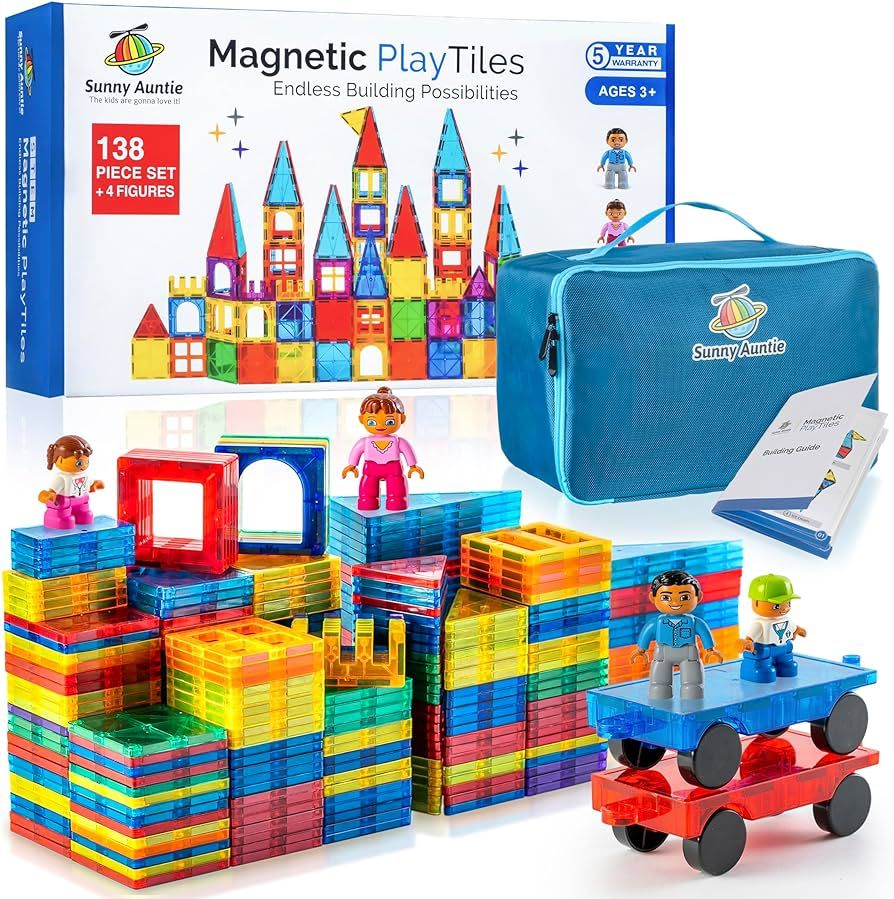 Amazon.com: Magnetic Tiles 125 PCS + 4 FIGURES, Magnetic Tiles for Kids, Toy for 3 4 5 6 7 8 Year... | Amazon (US)