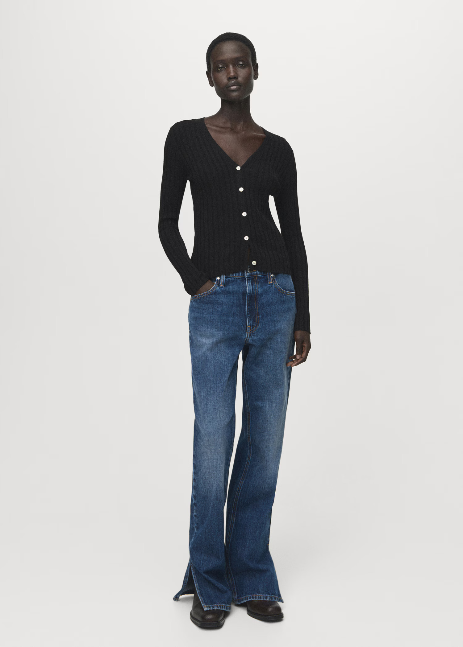 Fine rib knit cardigan | MANGO (UK)