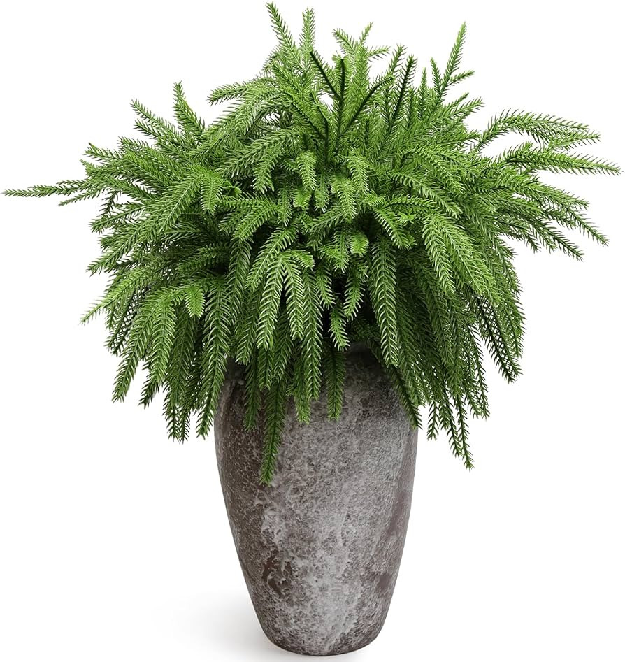 4 ramas de pino Norfolk de Navidad de 18.5 pulgadas, tallo de vegetación artificial, púas de pi... | Amazon (US)