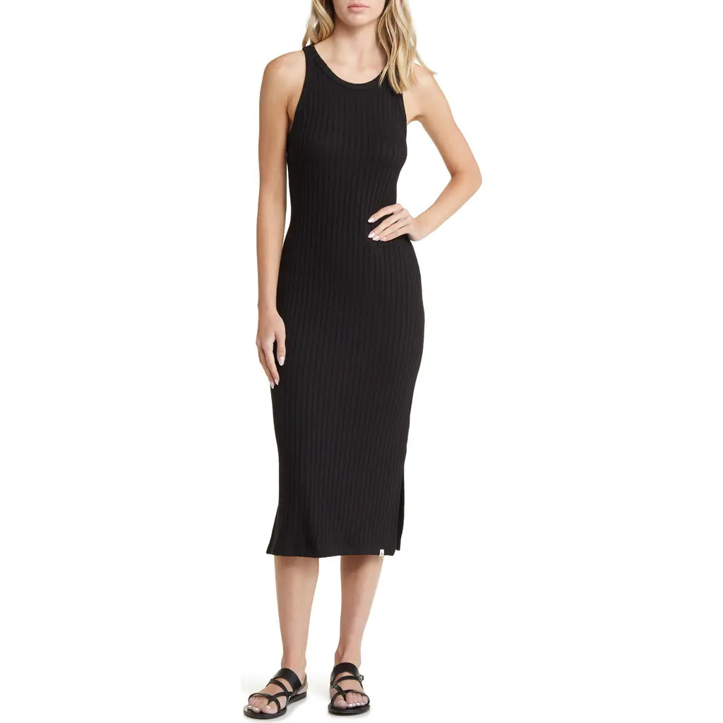 Rip Curl Premium Rib Racerback Dress in Black at Nordstrom, Size Small | Nordstrom