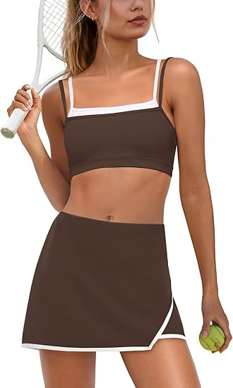 Yanekop Womens Tennis Skirt Set with Shorts Skort Sets 2 Piece Outfits Two Piece Workout Sets Gym... | Amazon (US)