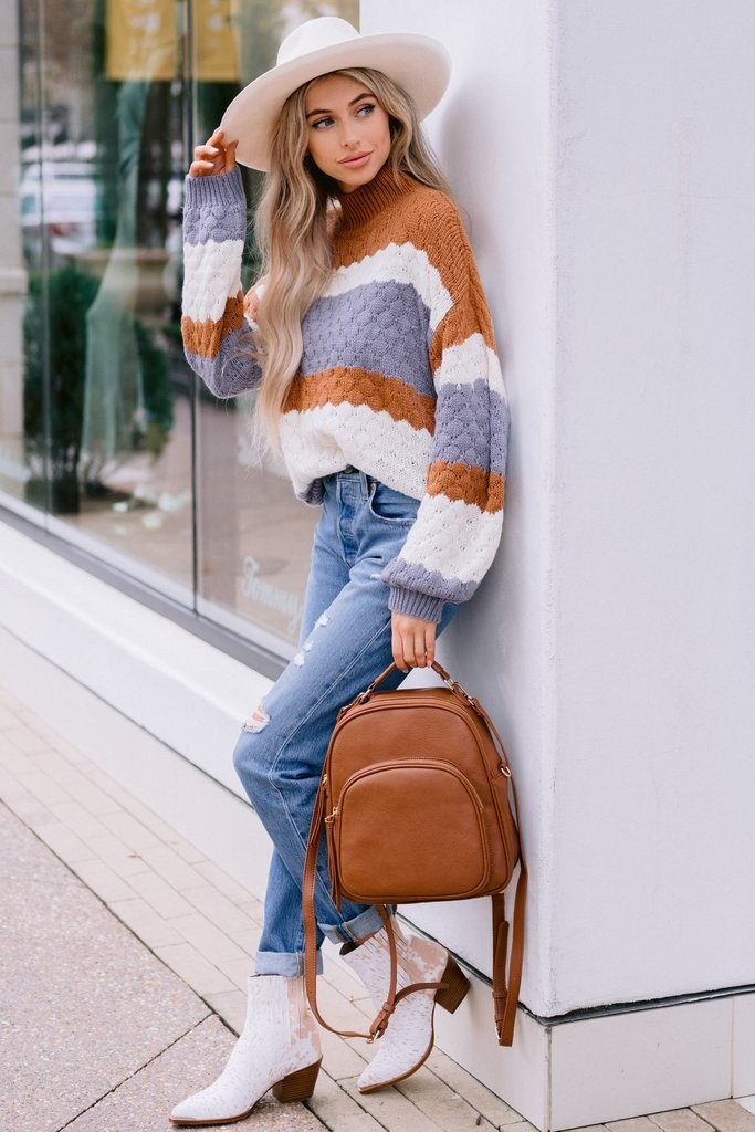 Rhode Island Memories Brown Multi Sweater | Red Dress 