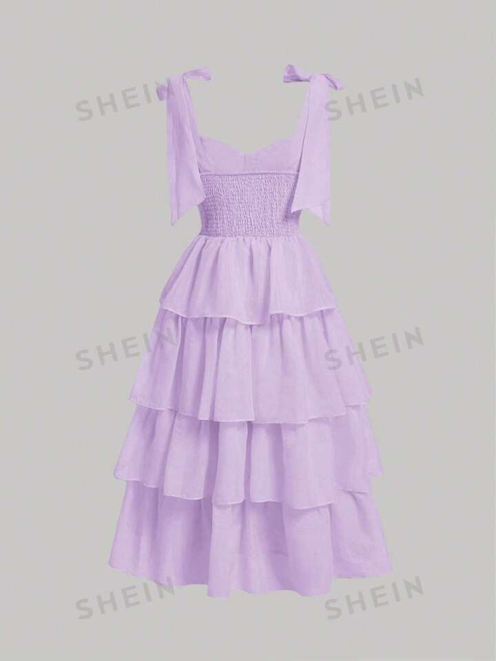 SHEIN MOD Women's Elegant Vintage Multi-Layered Skirt Hem Holiday Romantic Dress | SHEIN USA | SHEIN