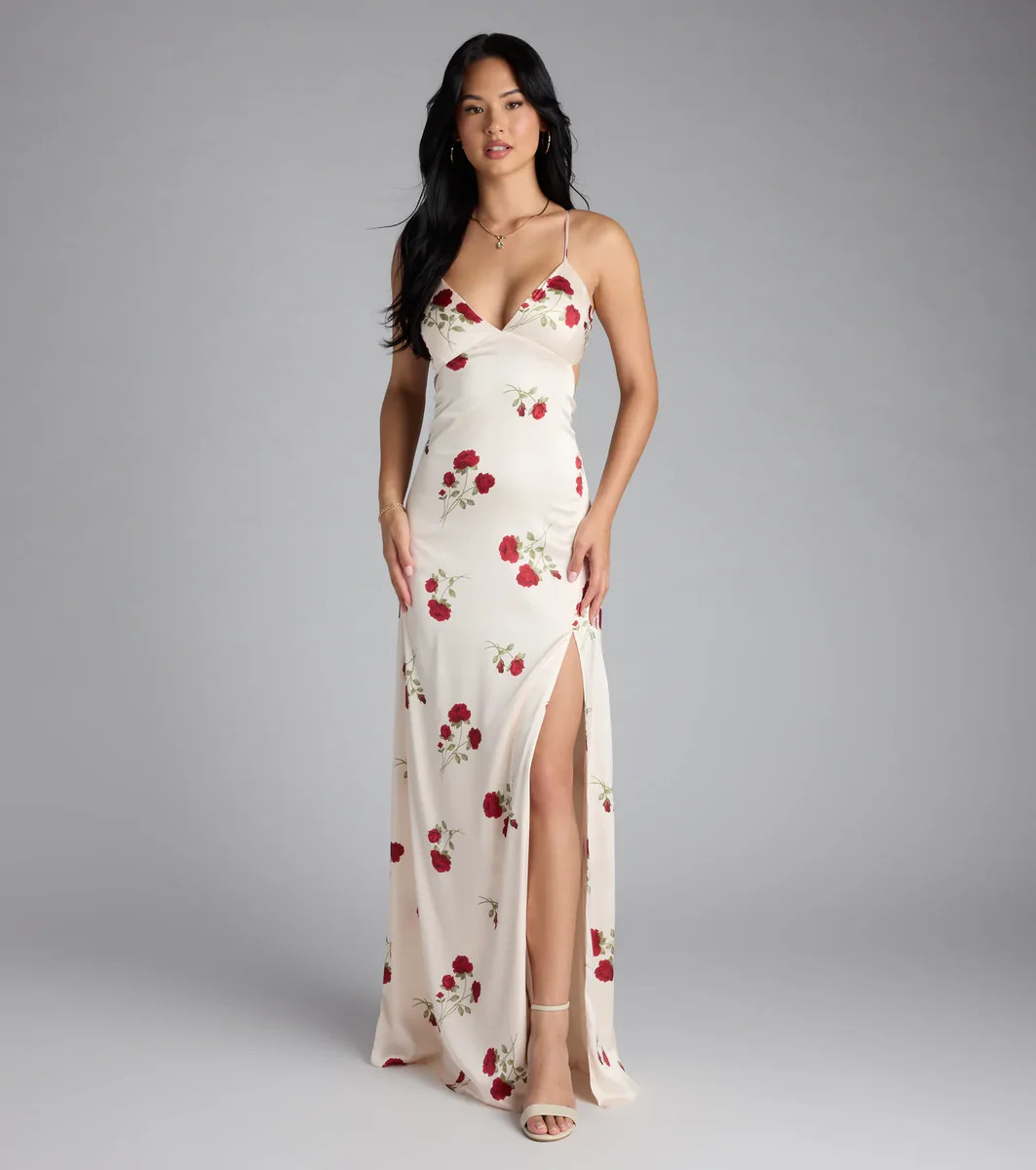 Madeline Floral Strappy Back A-Line Formal Dress | Windsor Stores