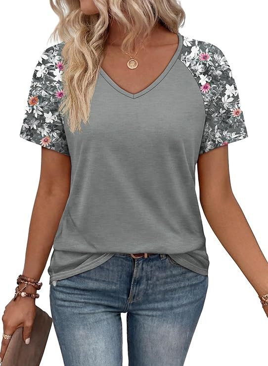 XIEERDUO Summer Tops Short Sleeve Boho Shirts Raglan Spring Outfits Fashion Clothing Resort Wear ... | Amazon (US)