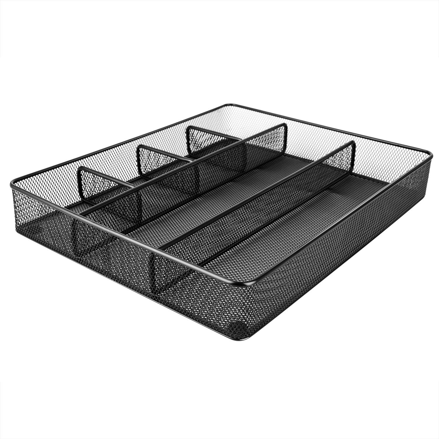 Amazon Basics Desk Drawer Organizer for Office and Home, Metal Mesh, Anti-Slip, 6 Compartments, B... | Amazon (US)