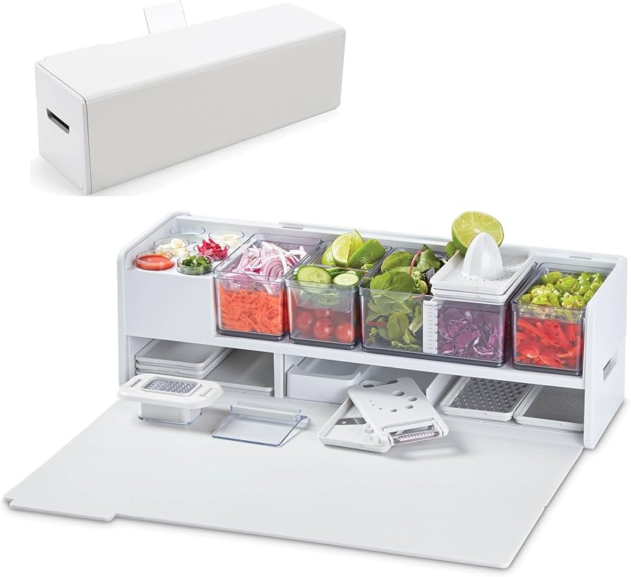 Prepdeck Gen 2 Recipe Prep & Storage Station - 8 Essential Tools + Deluxe Cutting Board, 14 Plast... | Amazon (US)