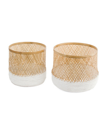 Set Of 2 Andes Bamboo And Raffia Baskets | TJ Maxx