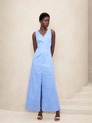 Linen-Blend Seam Bodice Maxi Dress | Banana Republic Factory