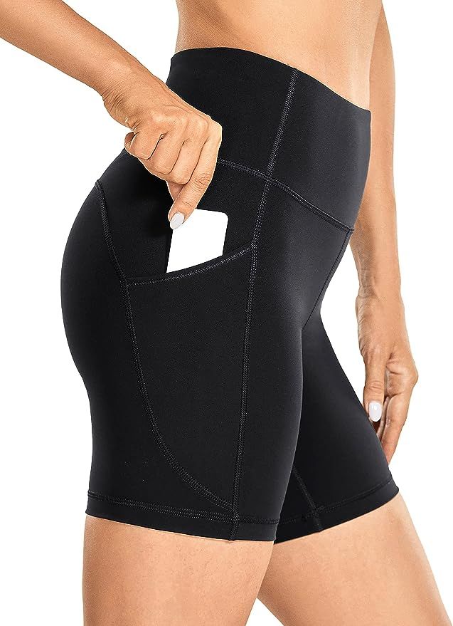 CRZ YOGA Women's Brushed Naked Feeling Biker Shorts 6'' / 8'' - High Waist Matte Workout Yoga Sho... | Amazon (US)