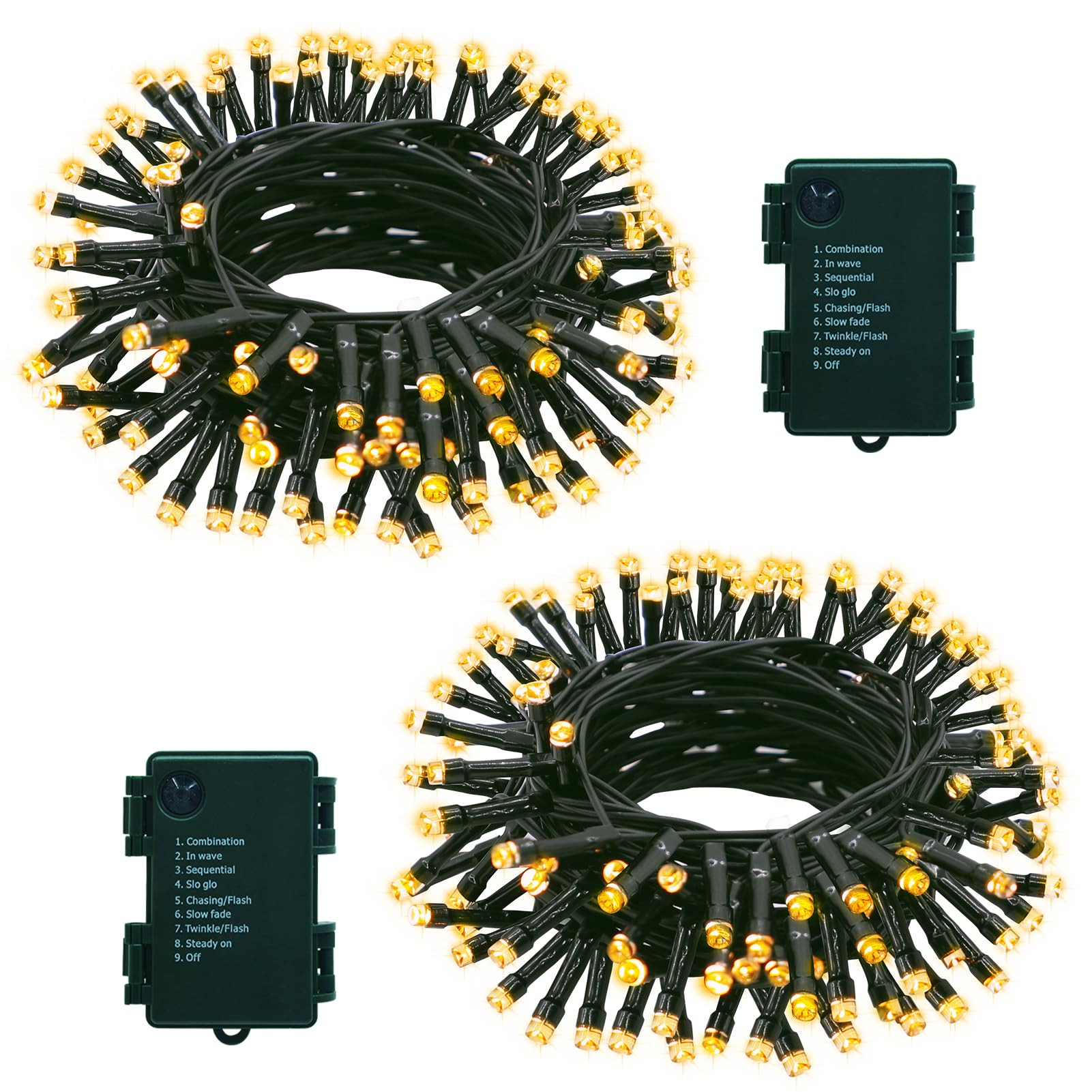 2 Pack String Lights Battery Operated, Each 23ft 70 LED Christmas Lights with Timer 8 Modes Fairy... | Amazon (US)