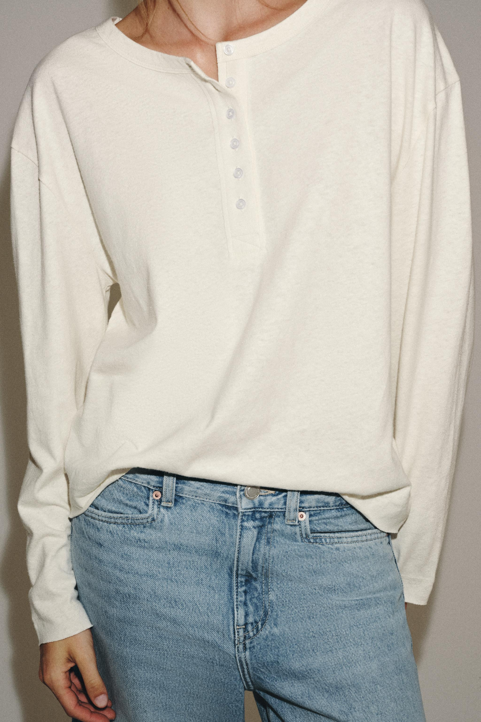HENLEY NECK T-SHIRT | Zara UK
