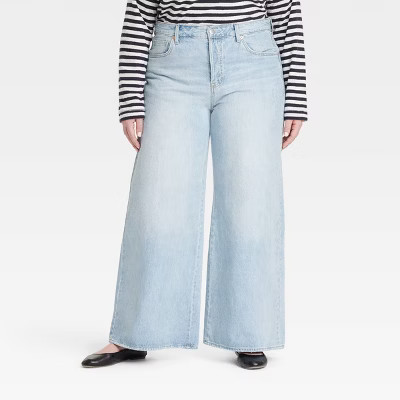 Women's Mid-Rise Super Wide Leg Jeans - Universal Thread™ Light Wash 17 | Target