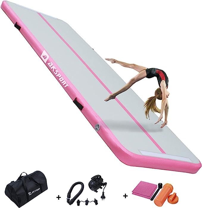 AKSPORT Gymnastics Air Mat Tumble Track Tumbling Mat Inflatable Floor Mats With Electric Air Pump | Amazon (US)