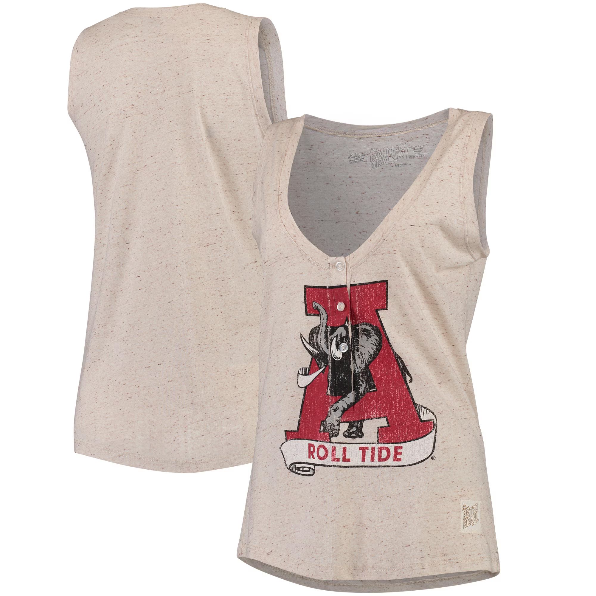 Alabama Crimson Tide Original Retro Brand Womens Relaxed Henley Tank Top - Natural | Fanatics