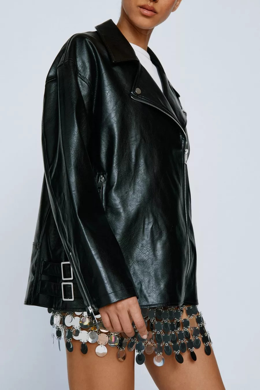 Faux Leather Oversized Moto Jacket | Nasty Gal US