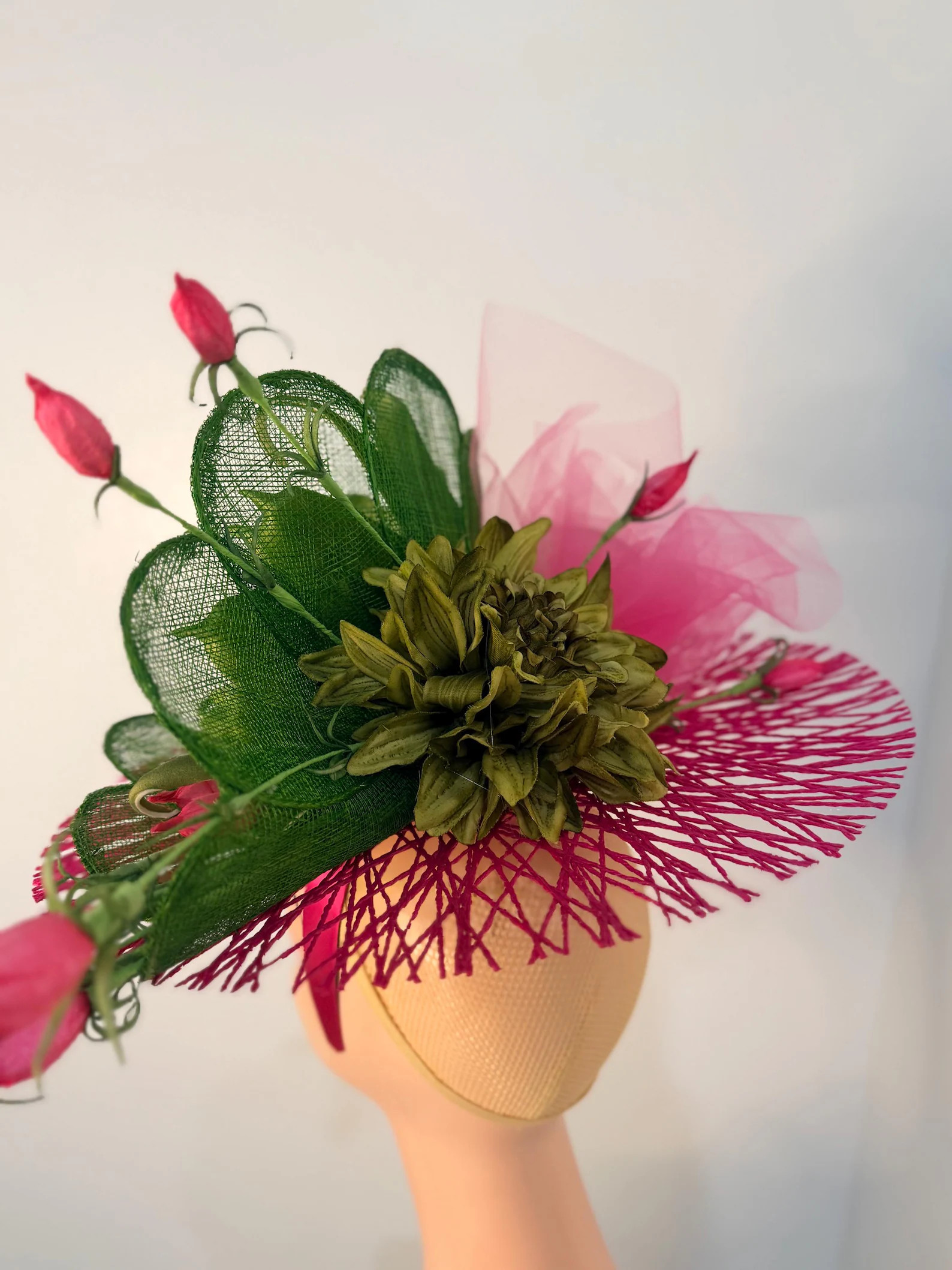 Key Lime Kiss Fascinator - Hot Pink & Green Derby Headpiece | Etsy (US)