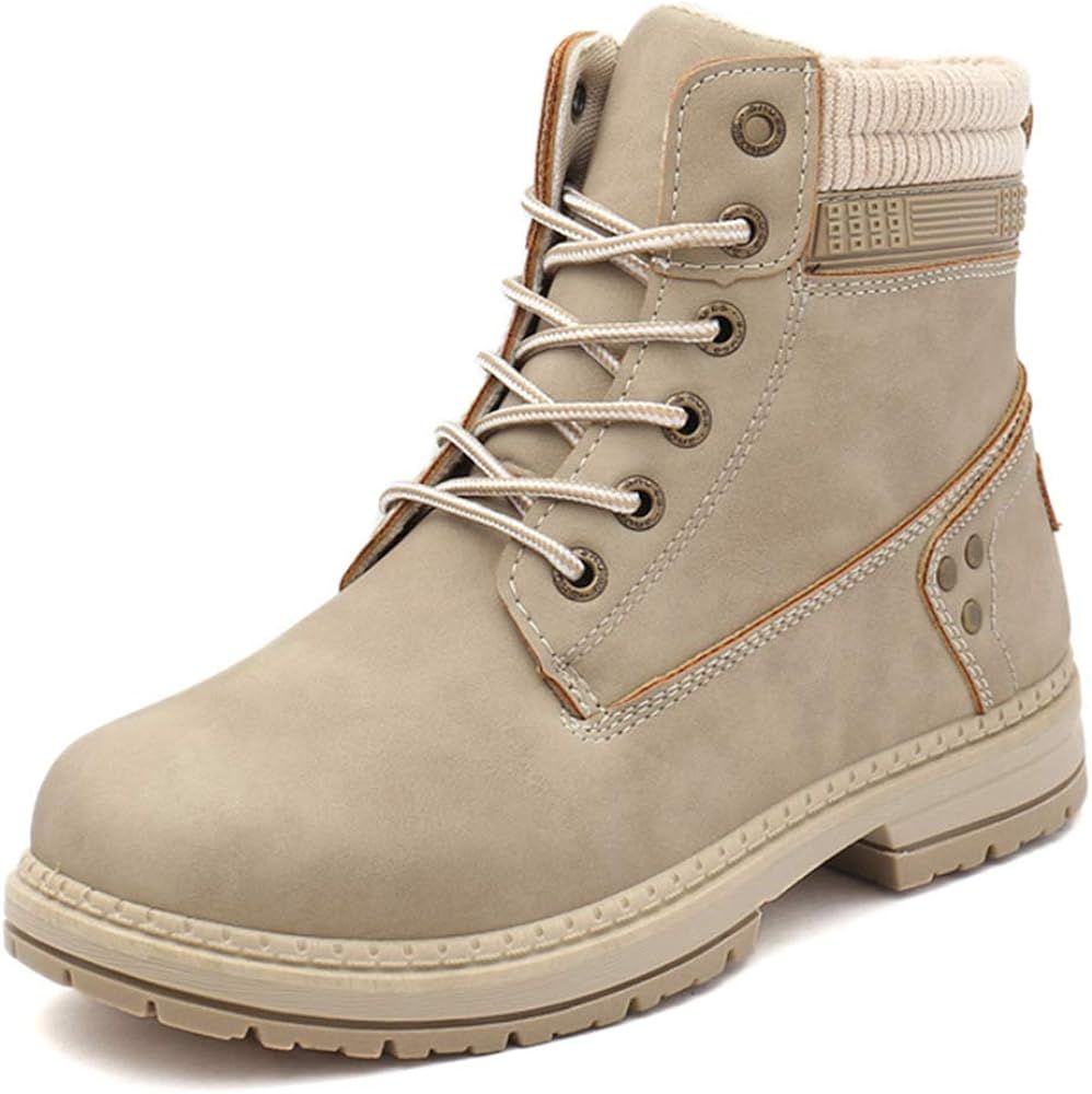 Women's Work Waterproof Hiking Combat Boots Lace up Low Heel Booties Ankle Boots | Amazon (US)