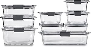 Rubbermaid® Brilliance® Glass Food Storage Containers, Set of 9 Food Containers with Lids (18 P... | Amazon (US)