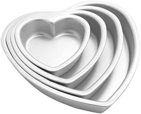 eoocvt 4pcs Aluminium Heart Shaped Cake Pan Set Tin Muffin Chocolate Mold Baking with Removable B... | Amazon (US)