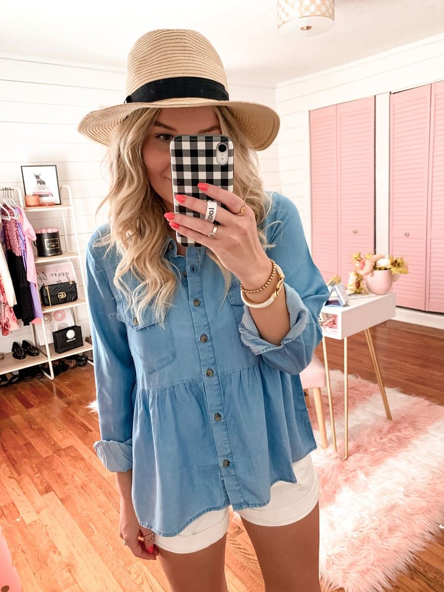 Chambray top | Shop Jen Miracle LLC