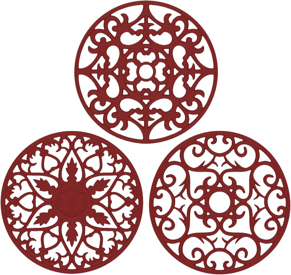 Silicone Trivet ME.FAN 3 Set Silicone Trivet Mat - Multi-Use Intricately Carved Insulated Flexibl... | Amazon (US)