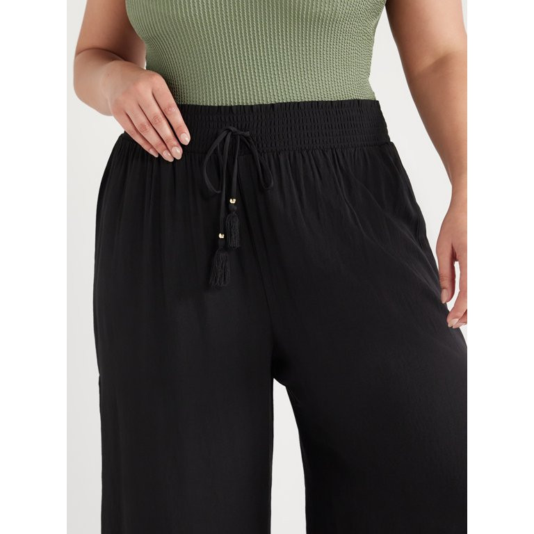 Time and Tru Women's and Women's Plus Smocked Coverup Pants, Sizes S-3X | Walmart (US)