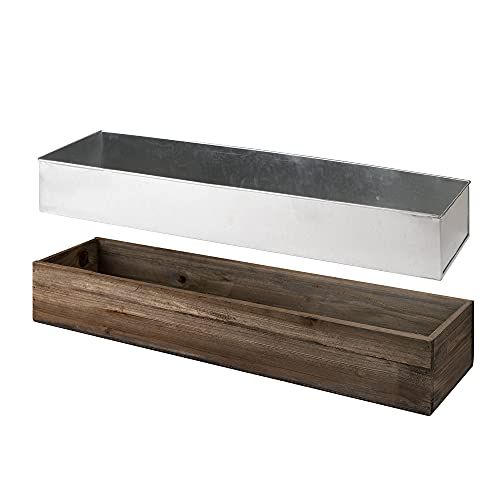 CYS EXCEL Rectangle Wood Planter Box with Removable Zinc Metal Liner (H:4" Open:22"x4") | Multiple S | Amazon (US)