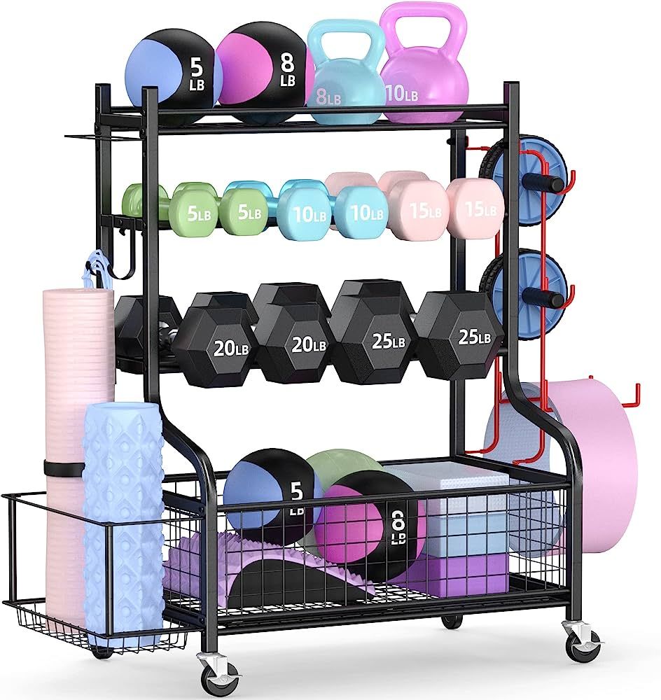 PLKOW Dumbbell Rack, Weight Rack for Dumbbells, Home Gym Storage for Dumbbells Kettlebells Yoga M... | Amazon (US)