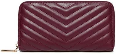 bags RFID Blocking Phone Wallet & Clutch - Zip Around, Burgundy Quilted PU Vegan Leather | Amazon (US)