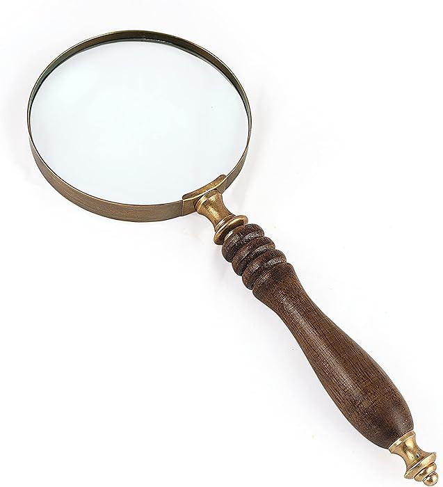 10X Handheld Magnifying Glass Lens, Antique Brass Magnifier, Fine Print Reading, Inspection, Coin... | Amazon (US)