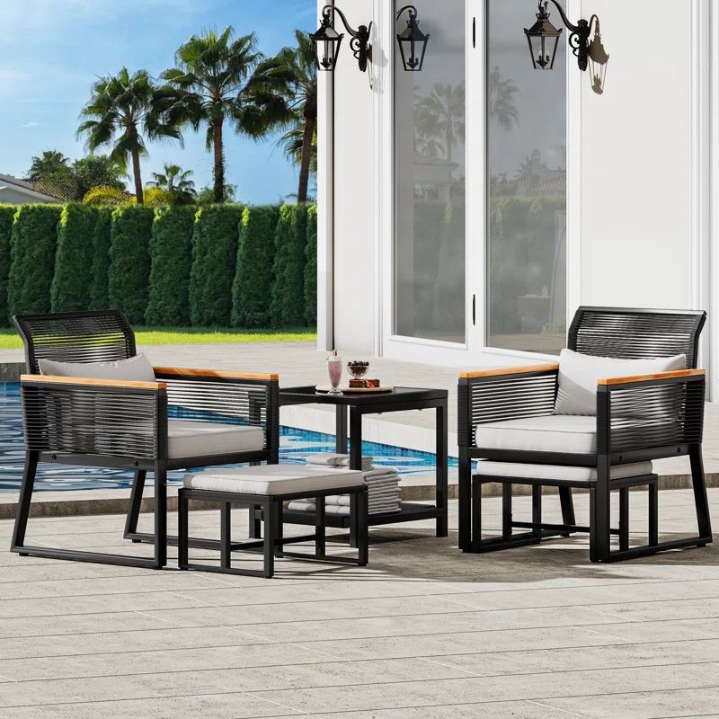 2 - Person Outdoor Seating Group with Ottoman | Wayfair North America