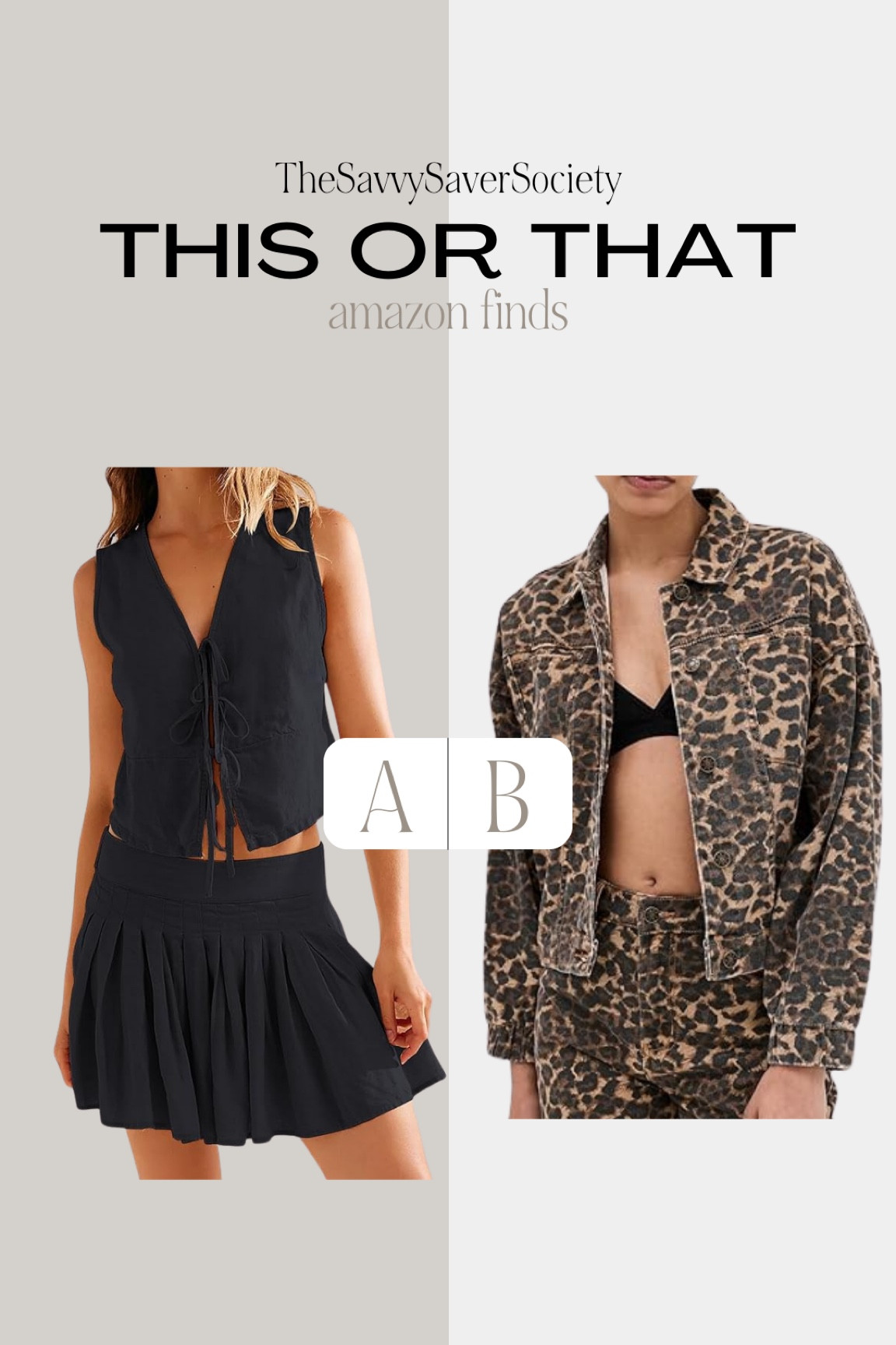 This or that: AMAZON FINDS

Casual outfit, outfit ideas, elegant style, minimal style, fashion inspo, neutral style, Amazon fashion, Amazon finds, ootd, basics, street style, neutral outfits, summer outfit, summer style, summer fashion, summer outfits, styling ideas, what to wear, chic style, outfit inspo, simple outfits, resort wear, vacation outfit, leopard jacket, matching set, two piece outfit, mini skirt 

#LTKStyleTip #LTKSeasonal #LTKFindsUnder50