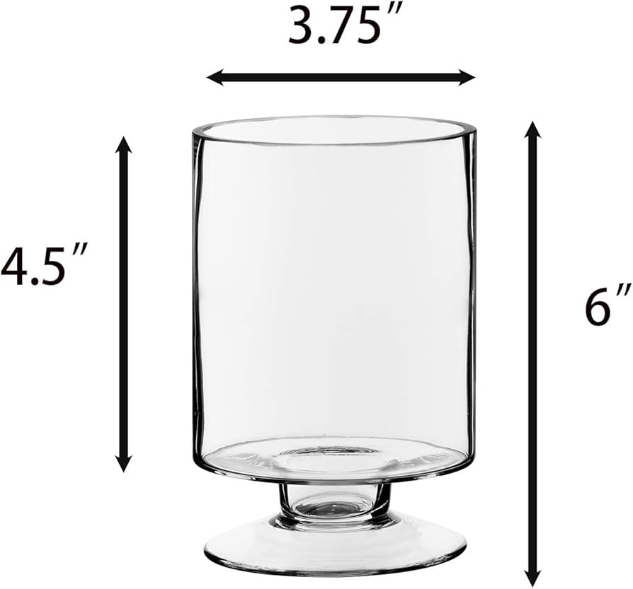 CYS EXCEL Glass Hurricane Pillar Candle Holder (H:6" W:3.75") | Multiple Size Choices Short Stem ... | Amazon (US)