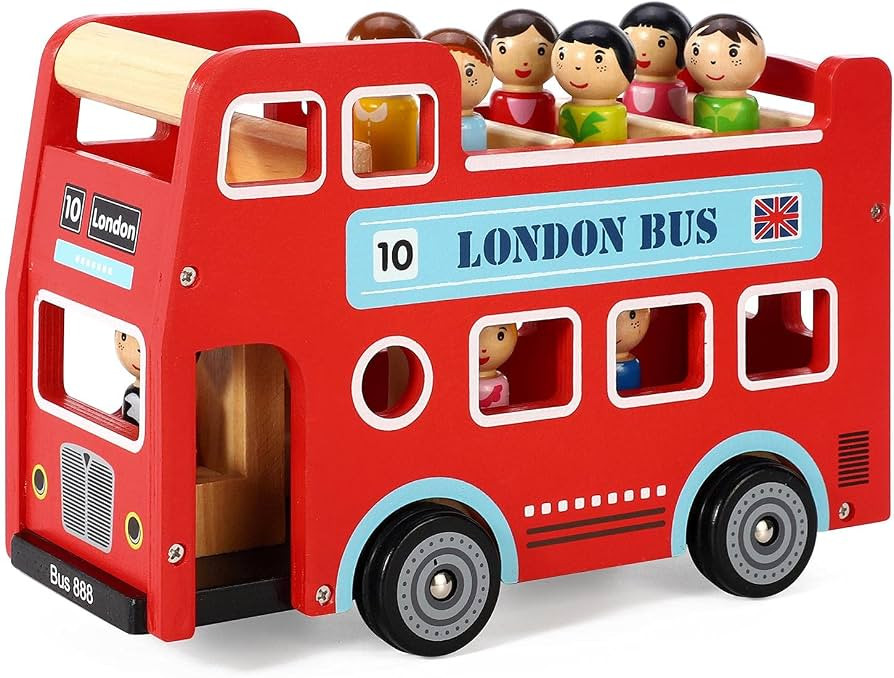 SOKA Wooden Original Double Decker Red Classic London Sightseeing Bus with Driver & Passenger Figurines Toy Playing Set Miniature Display Model Figures for Kids Children Girls Boys Ages 18 month + : Amazon.co.uk: Toys & Games | Amazon (UK)