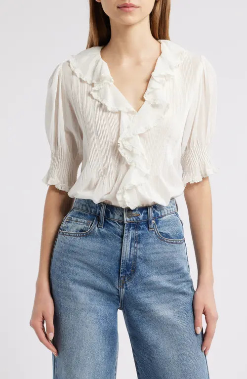 DÔEN Henri Organic Cotton Voile Top in Salt at Nordstrom, Size X-Large | Nordstrom