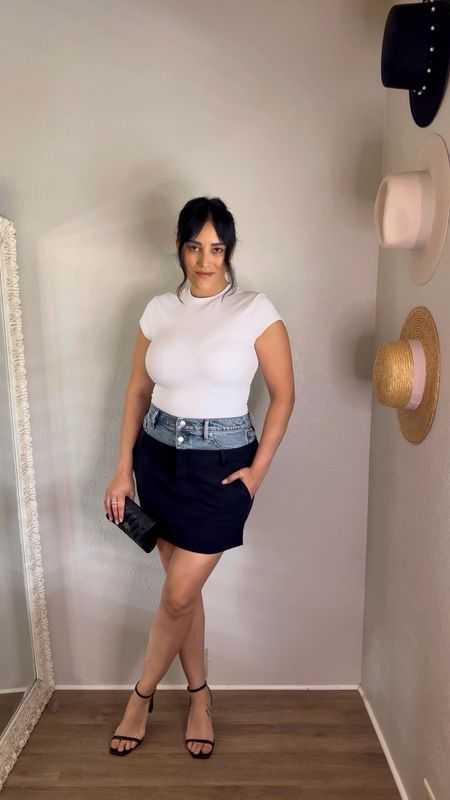 Styling basics from Express. Love this white tee, I spiced it up with this trendy skirt, heels & clutch. 

Tee // M
Skirt // 8
Heels // 8

#LTKVideo #LTKfindsunder100 #LTKstyletip