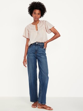 Shirred Flutter-Sleeve Top | Old Navy (US)