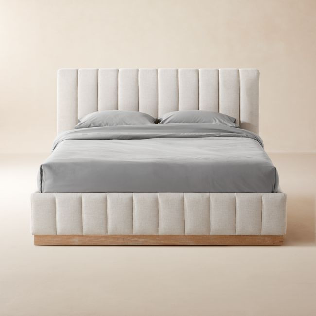 Forte Channeled White Performance Fabric Queen Bed | CB2
