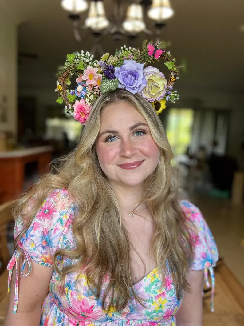 Eeyore Winnie the Pooh Inspired Floral Mickey Ears/ Floral Mickey Ears/ Spring Mickey Ears/ Flowe... | Etsy (US)