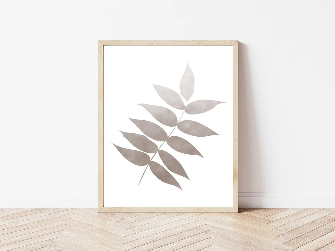 Gray Botanical Printable Taupe Grey Branch Print Watercolor - Etsy | Etsy (US)