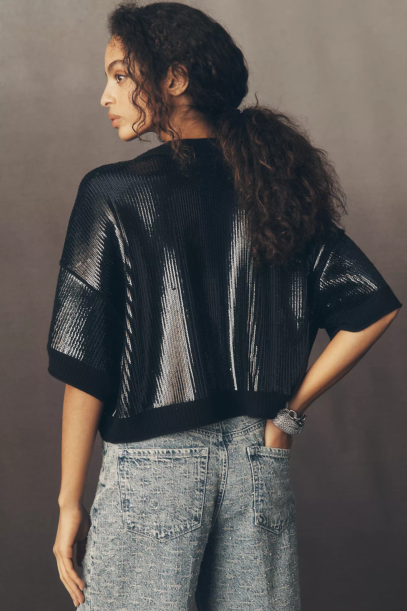 The Goldie Crew-Neck Cashmere Blend Sequin Sweater | Anthropologie (US)