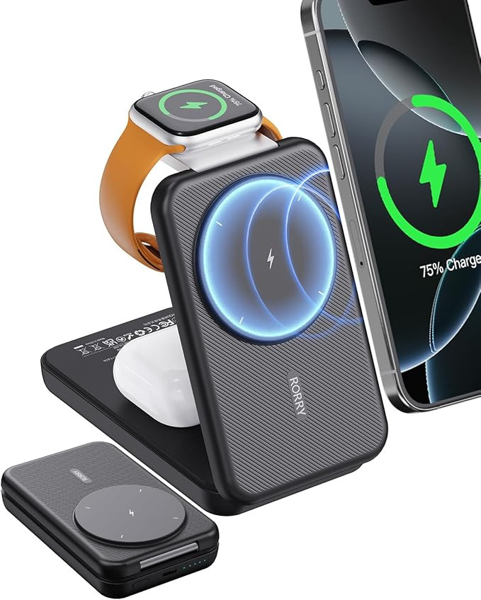 RORRY Portable Charger, 3-in-1 Charging Station 10000mAh Portable Charger Power Bank for MagSafe ... | Amazon (US)